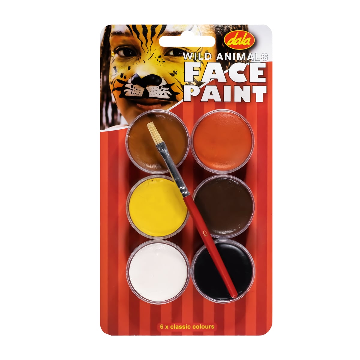 Face Paint Wild Animals Kit 6X10ML Brush